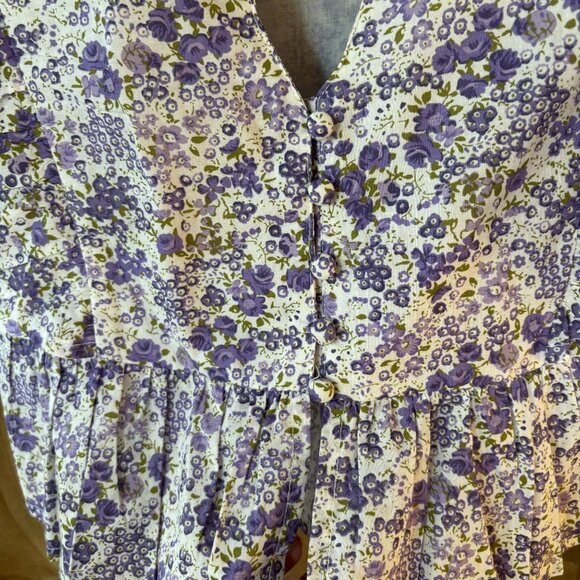 VIOLET ROMANCE Cottagecore Ruffled Romantic Floral BLOUSE TOP US 2 UK 6 NWOT - Picture 2 of 6